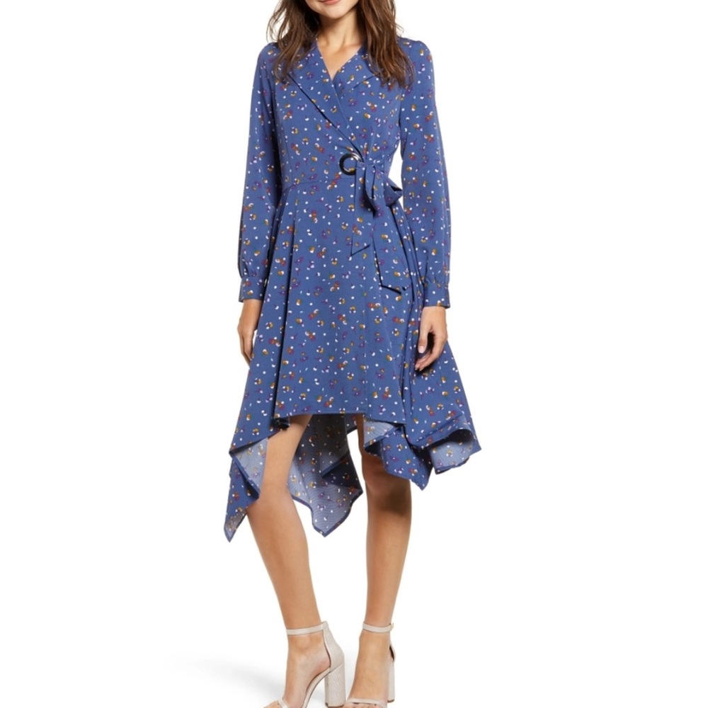 Chriselle Lim Womens Floral Print Wrap Trench Dress in Size XS